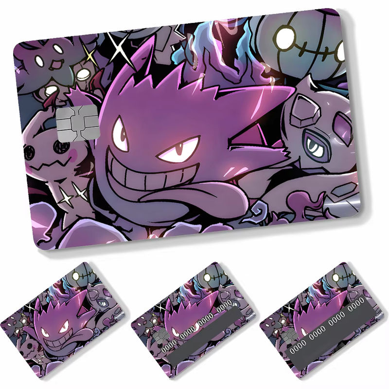 4er Set Gengar Anime Cartoon Aufkleber aus PVC für Kreditkarten in Lila - Bild 4