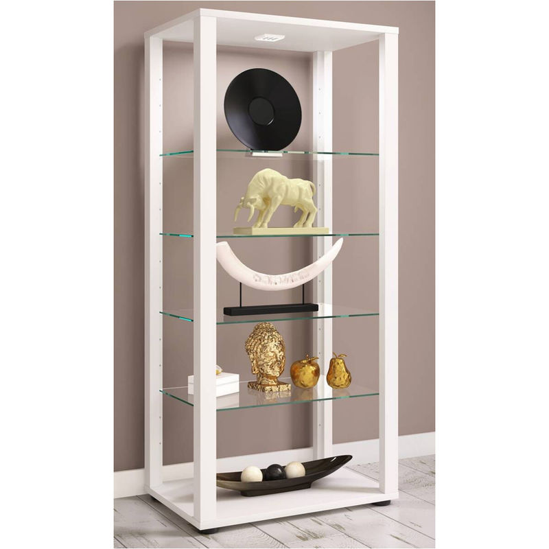 VCM Glasvitrine Glasol in Weiss mit ESG-Sicherheitsglas, B/H/T: 51,8 x 114,5 x 34,8 cm - Bild 3