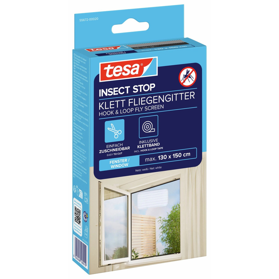 tesa Insect Stop Klett-Fliegengitter für Fenster in Weiß, B: 150 cm, H: 130 cm - Bild 4