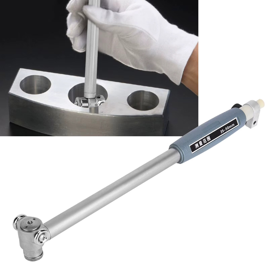 Qiilu Bohrungsanzeige mit Spitzen-Set aus Aluminiumlegierung, Messgerät für Innendurchmesser 35 bis 50 mm, Silber/Weiß - Bild 2