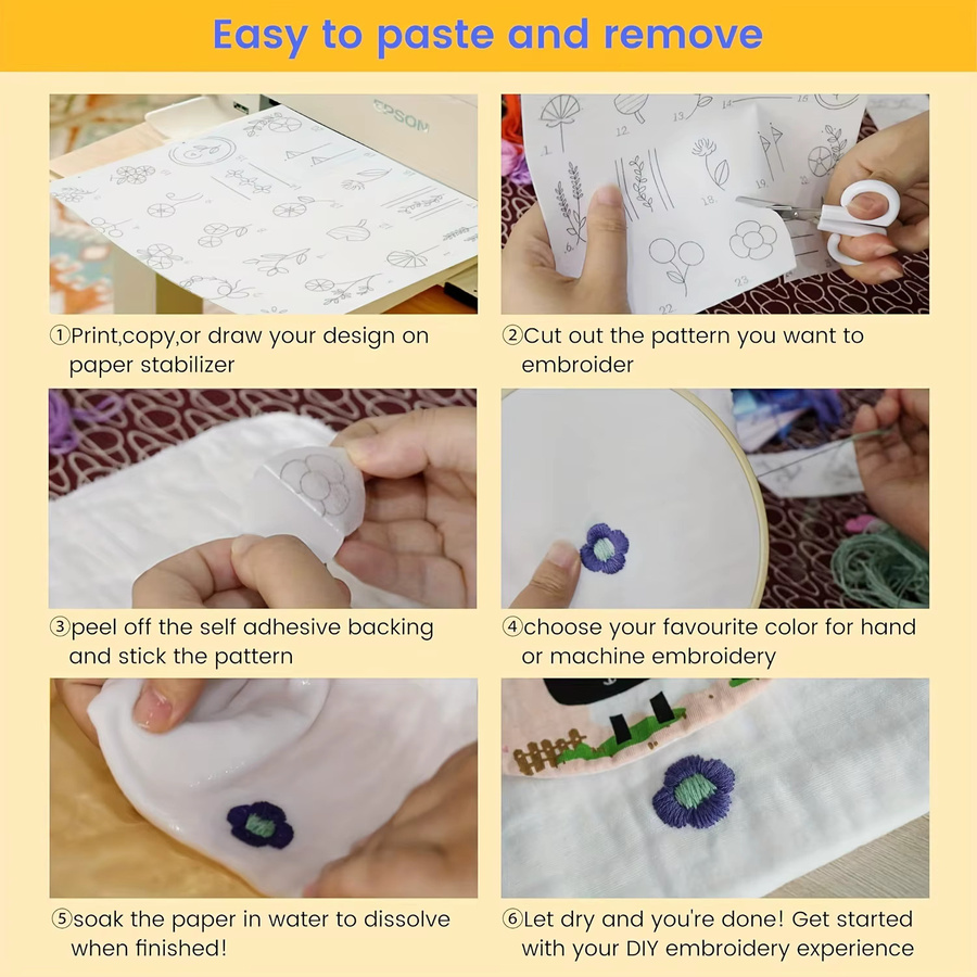 50 Stück wasserlösliches Stickerei-Stabilisatorpapier in Weiß, A4, bedruckbar für Hand- und Maschinenstickerei - Bild 5