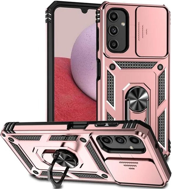 Stoßfeste Rüstungsringhülle mit Schiebeobjektiv-Schutz für Samsung Galaxy S24 S23 S22 S21 Ultra Plus FE A54 A34 A25 A15 A14 A05S A04S in Rose Gold - Bild 1