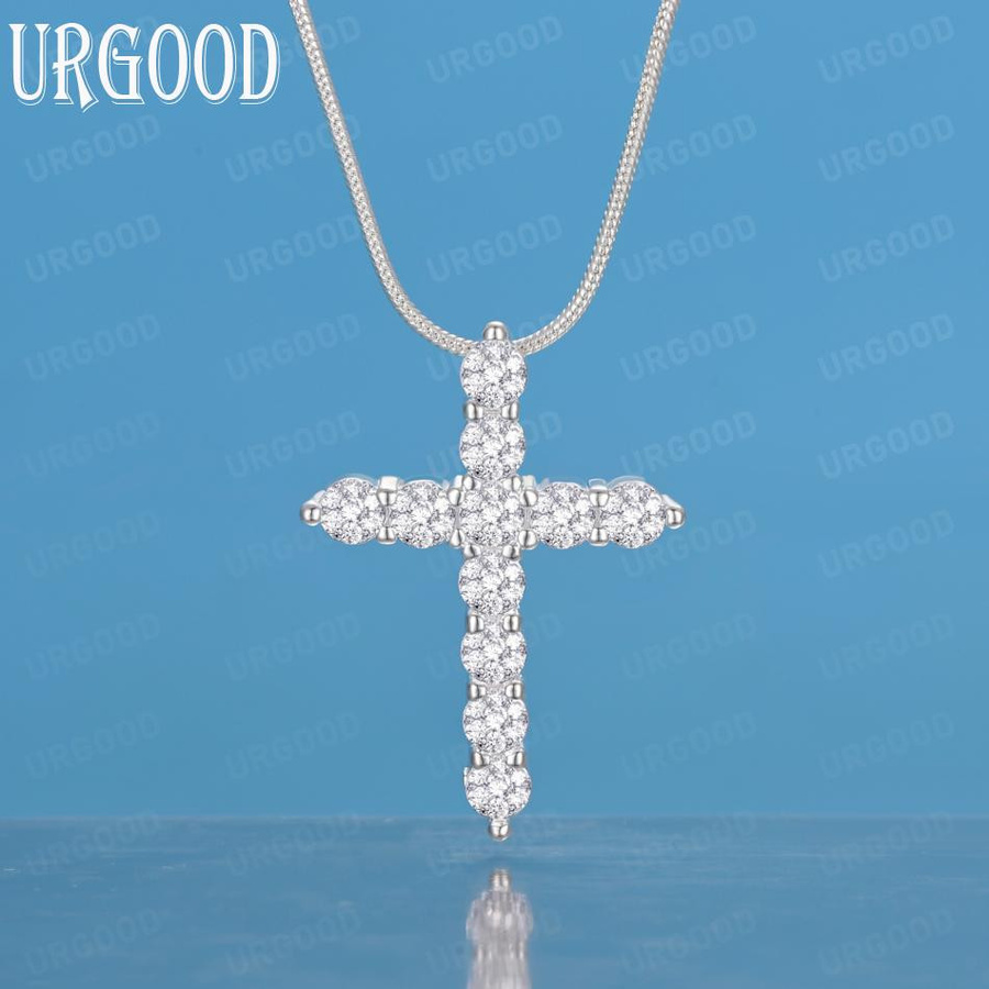 URGOOD Halskette mit Kreuz Anhänger, 925 Silber, Zirkonia, Damen, 45cm - Bild 2