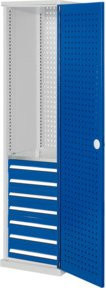Kappes Schubladenschrank RasterPlan schmal mit 5 Lochplattentüren in Lichtgrau, H x B x T: 195 x 60 x 60 cm - Bild 1
