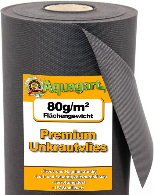 Aquagart Gartenvlies Unkrautvlies Mulchvlies Schwarz 35m² 80g Breite: 1,4 m - Bild 2