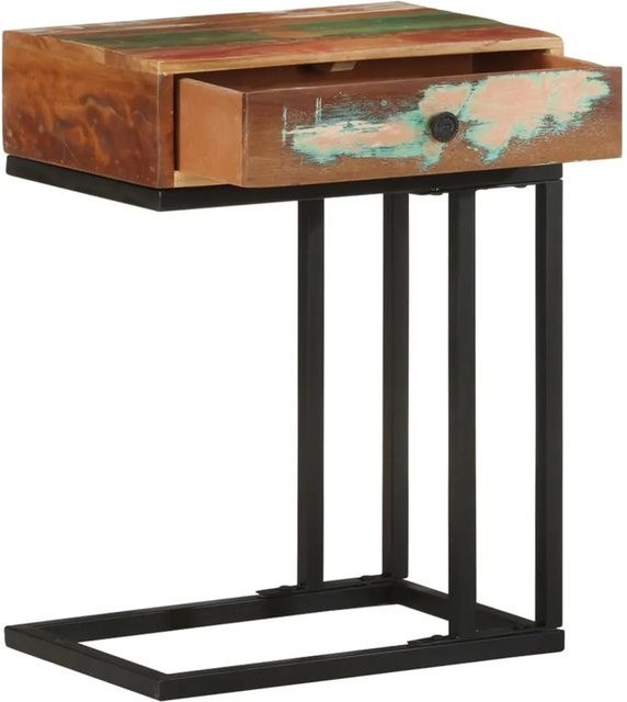 vidaXL Beistelltisch in U-Form aus Massivholz und pulverbeschichtetem Stahl, braun, B/T/H: 45 x 30 x 61 cm - Bild 1
