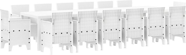 vidaXL Garten Essgruppe aus Poly-Rattan in Weiß, 15-teiliges Set für Garten, Terrasse oder Balkon - Bild 1