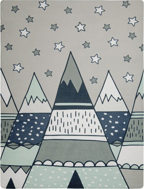 Waschbarer Kinderteppich Chiko in Grau mit abstraktem Design, B/T: 155 x 230 cm - Bild 1