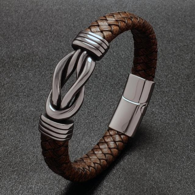 Allbestart Armband, Leder, Edelstahl, grau, Herren, 220 mm - Bild 1