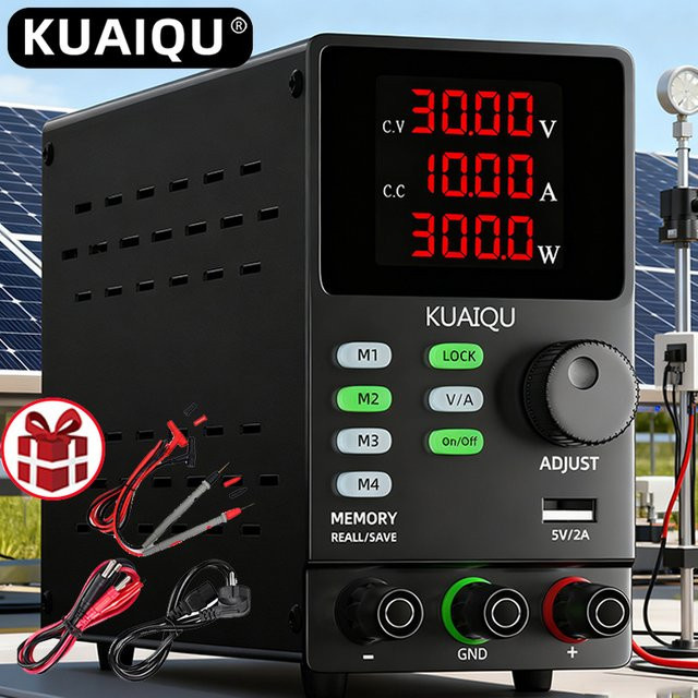 KUAIQU Programmierbares DC-Netzteil in Schwarz mit einstellbarer Ausgangsspannung bis 120 V und voreingestelltem Strom - Bild 1