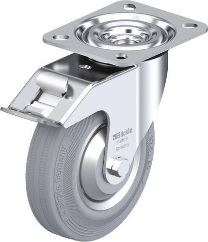 Blickle Lenkrolle 2238 L-V 125R-FI-SG-FA mit Feststeller, Rad-Durchmesser: 12,5 cm, Tragfähigkeit: 100 kg, Farbe: Silber/Grau - Bild 1