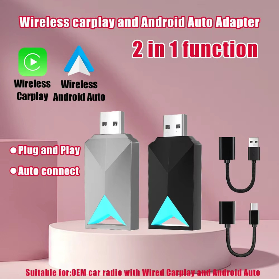 FLIXIVI 2-in-1 USB-Dongle Smart Mini AI Box für kabelloses CarPlay und Android Auto in Schwarz - Bild 2