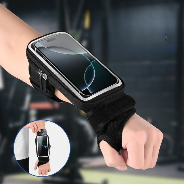 HAISSKY Outdoor Touchscreen Handgelenk Handytasche für iPhone, Samsung und Xiaomi in Schwarz oder Grau zum Radfahren und Fitness - Bild 1