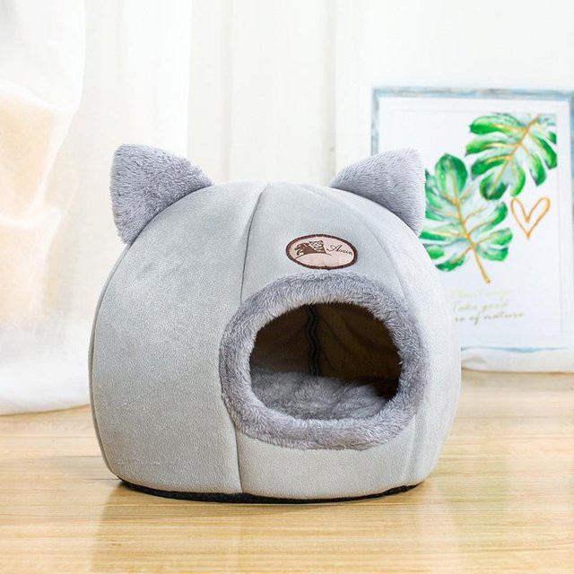 NATAWA Kuschelige Haustierhöhle für Katzen und Hunde, Textil-Nest in Lichtgrau, B/T/H: 36 x 36 x 36 cm - Bild 1
