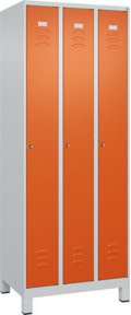 C+P Spind Classic PLUS Garderobenschrank mit 3 Abteilen, Grau/Orange, H x B x T: 195 x 75 x 50 cm - Bild 1