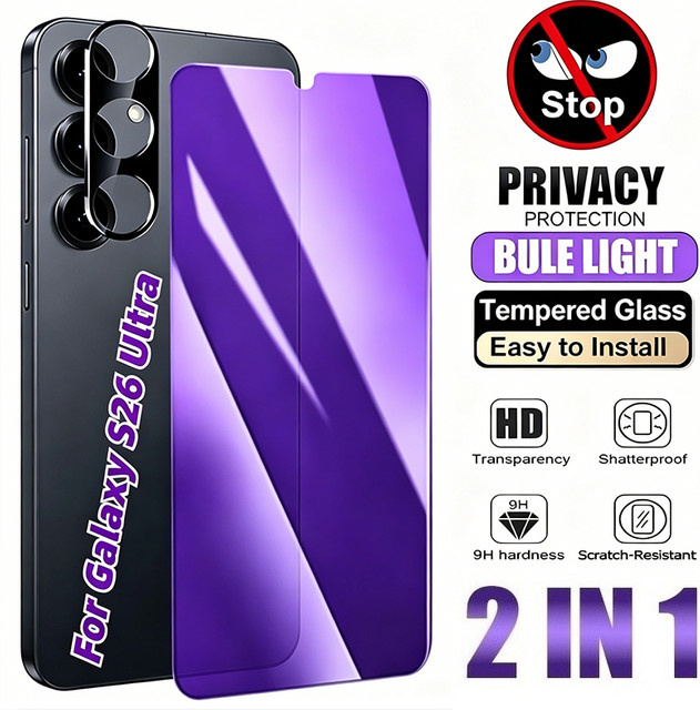 Anti-Blaulicht Displayschutzfolie aus gehärtetem Glas für Samsung Galaxy S26, S25, S24 Plus und S24 Ultra, transparent - Bild 1