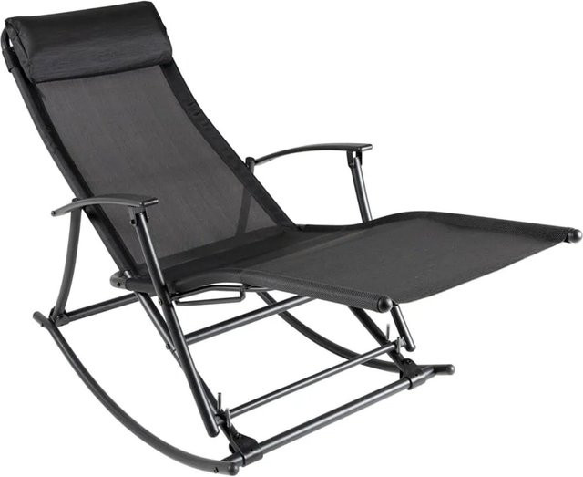 vidaXL Garten-Schaukelstuhl aus Stahl und Textilene in Schwarz mit Armlehnen - Bild 1
