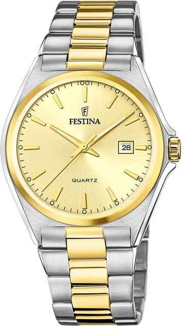 Festina Herrenuhr, Quarz, Edelstahl, Gold, 40 mm, 5 ATM - Bild 1