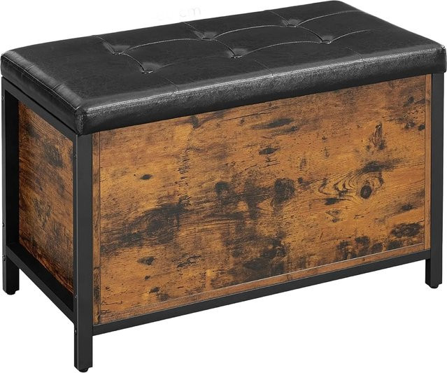 Songmics Truhe Bernerd Multifunktionale Truhe im Industrie-Design aus Kunstleder und Metall, Braun-Schwarz - Bild 1