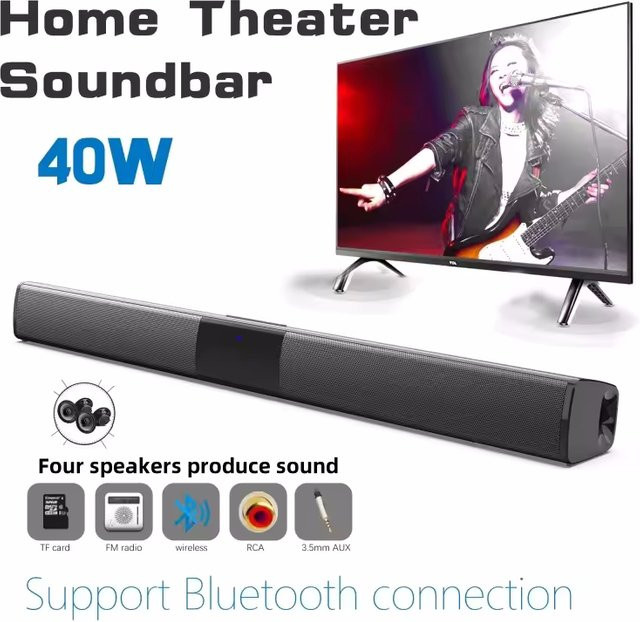 AyeBeau 2.1 Soundbar mit Subwoofer und Bluetooth in Schwarz - Bild 1