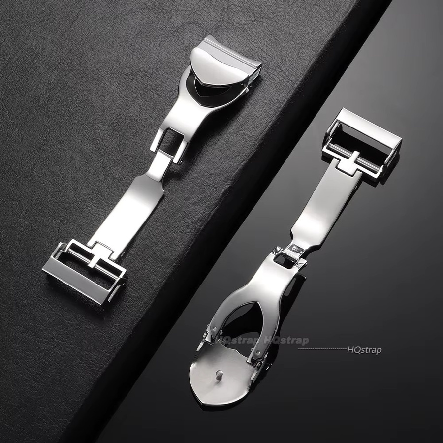 HQstrap Uhrenfaltschließe Edelstahl, 18 mm, Silber, Unisex - Bild 4