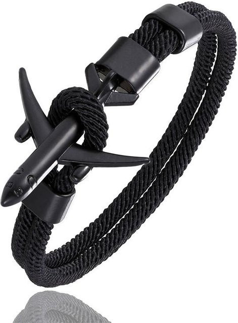 Armband Flugzeug London Skyline, Zinklegierung, schwarz, Herren, 19cm - Bild 1