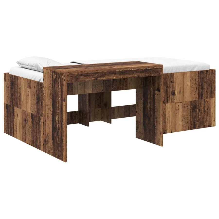 vidaXL Hochbett mit Schreibtisch für Kinder aus Holzwerkstoff in Braun, B/T/H: 90 x 200 x 133,5 cm - Bild 2
