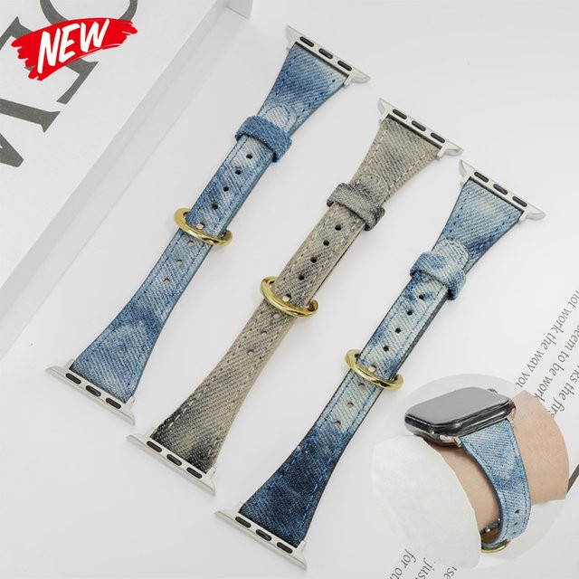 CAOWTAN Uhrenarmband Denim Tie-Dye, Canvas, Damen, Bunt - Bild 1