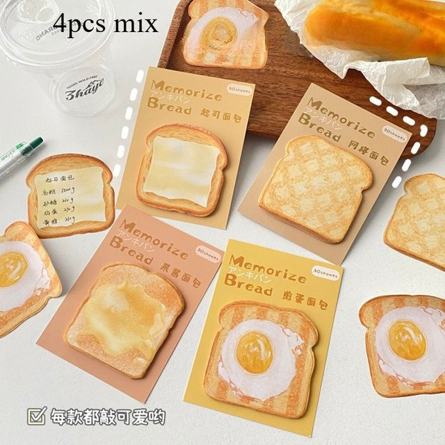 Memo Pad Toast Brot Design Kawaii Sticky Note Pad mit Cartoon Simulation für Studenten und Schule - Bild 1