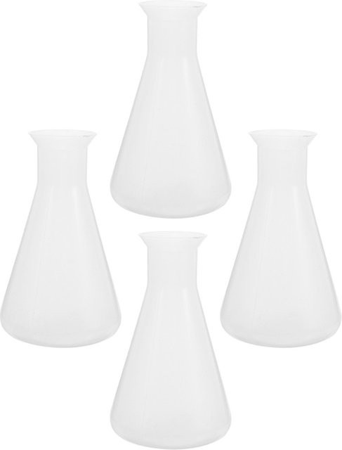 NUOLUX 4er Set konische Laborflaschen aus Kunststoff, transparent, 250 ml, mit breiter Öffnung und Graduierung - Bild 1