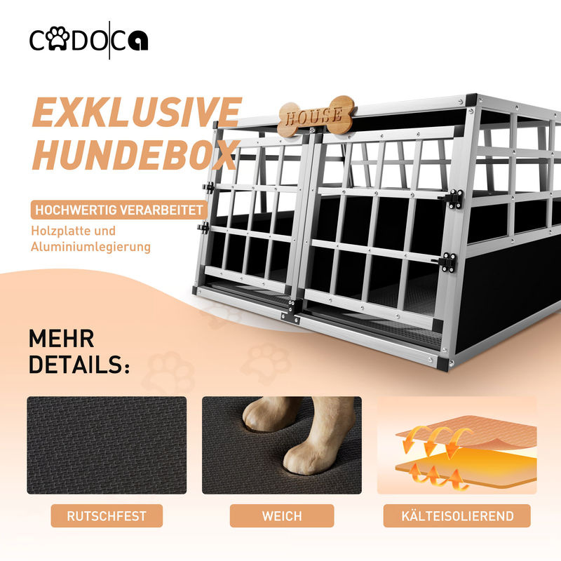 Cadoca Hundetransportbox XL aus Aluminium in Silber und Multicolour, B/T/H: 89 x 70 x 51 cm - Bild 4