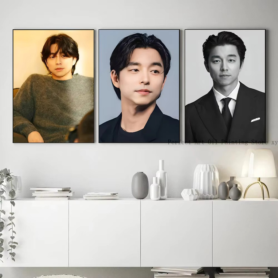 Dekoratives Poster mit Porträt des koreanischen Schauspielers Gong Yoo als moderner Kunstdruck auf Papier in Mehrfarben - Bild 4