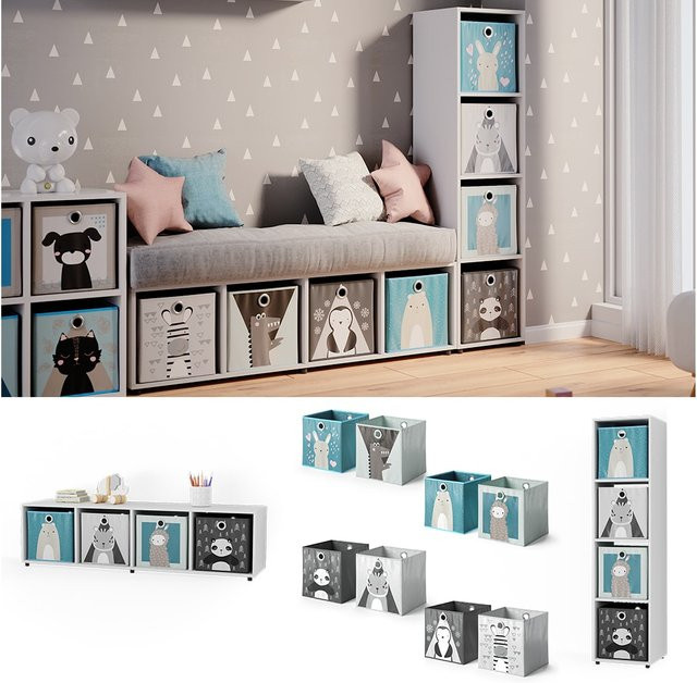Vicco Standregal Ludus Raumteiler und Bücherregal in Weiß mit 4 Fächern für Kinder und Wohnzimmer - Bild 1