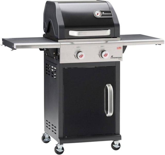 Landmann Gasgrill Triton PTS 2.0 aus Stahl in Schwarz mit Gusseisen-Komponenten, Thermometer und Warmhalterist, B/H/T: 57 x 121 x 140 cm - Bild 1