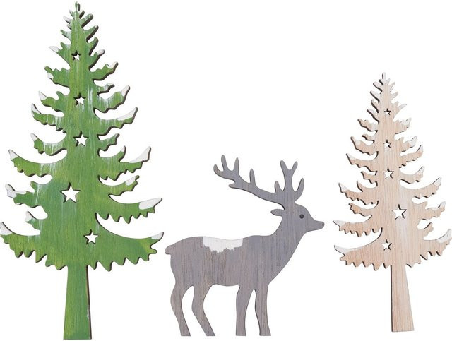 VBS Bastelset Snuggles mit Tannen und Hirsch aus Sperrholz in Multicolor für die Weihnachtszeit - Bild 1