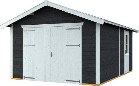 Holzgarage Varberg 1 von Skanholz in Schiefergrau, B/T: 370 x 525 cm - Bild 3