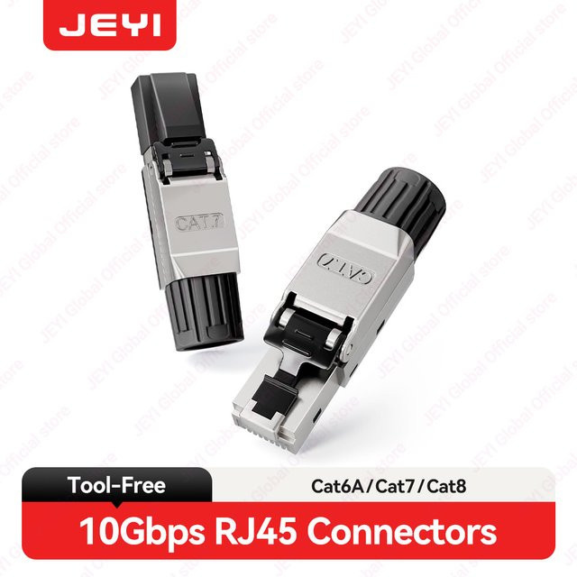 JEYI RJ45 Ethernet-Kabelstecker werkzeuglos für CAT8 CAT7 CAT6A LAN-Kabel mit 40Gbps/10Gbps und STP-Abschirmung für 22-24AWG - Bild 1