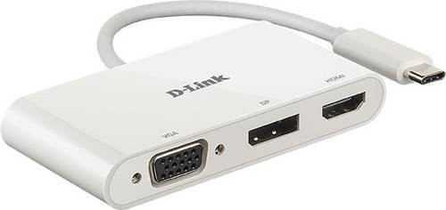 D-Link USB-C Dockingstation DUB-V310 Video Adapter mit HDMI, DisplayPort und VGA in Weiß für 4K UHD - Bild 1