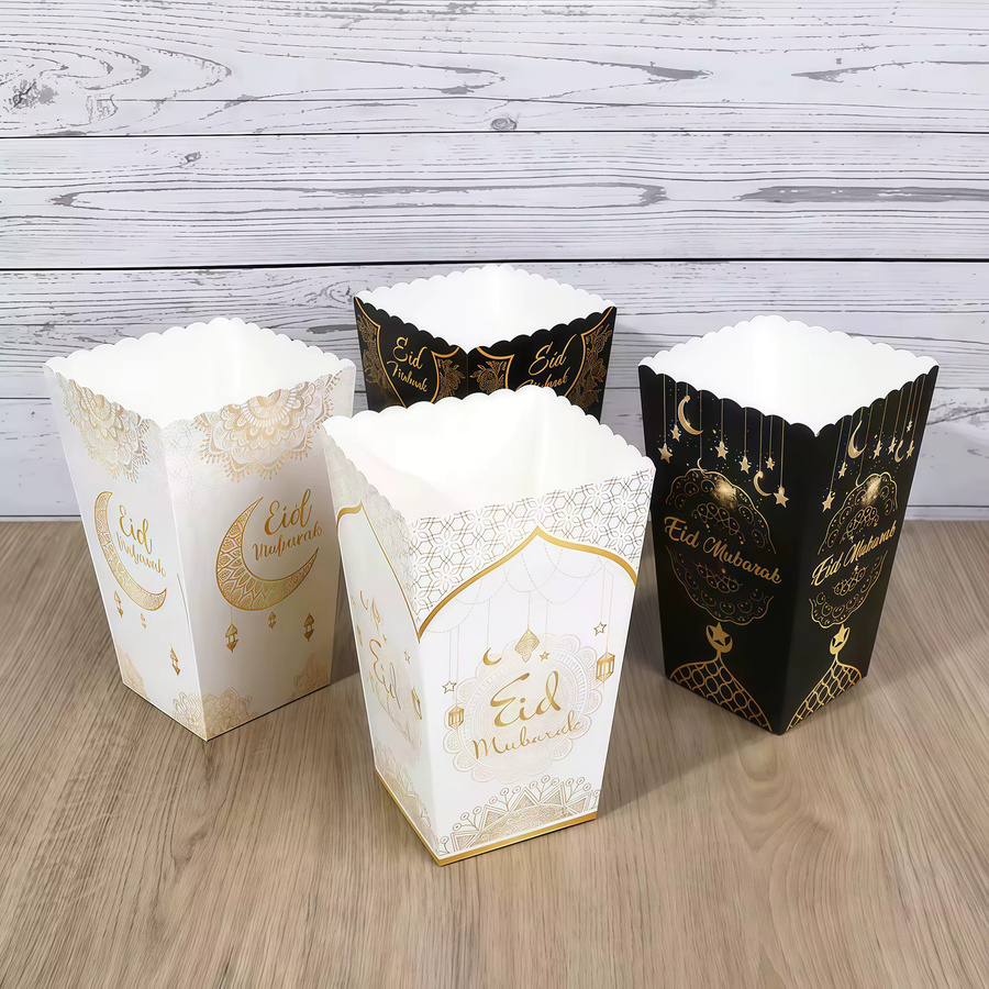 8 Stück Eid Mubarak Papier Popcorn Boxen in Grün für Ramadan und Eid Al-Fitr Party Dekoration und Geschenke - Bild 1