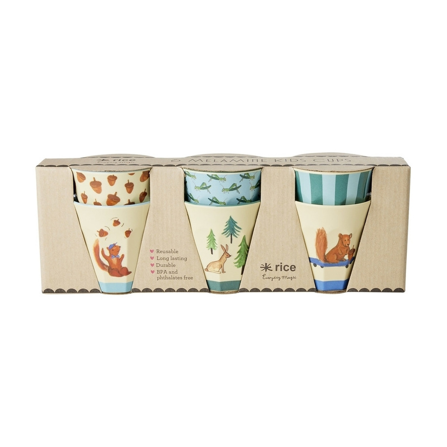 Rice Melamin Becher Happy Forest Blue 6er Pack - Bild 1