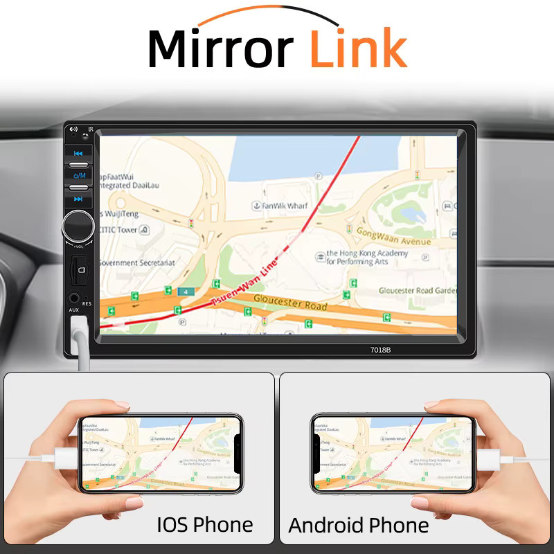 Hippcron 7 Zoll Autoradio Multimedia MP5 Player mit Bluetooth, USB und Mirror Link in Schwarz - Bild 2