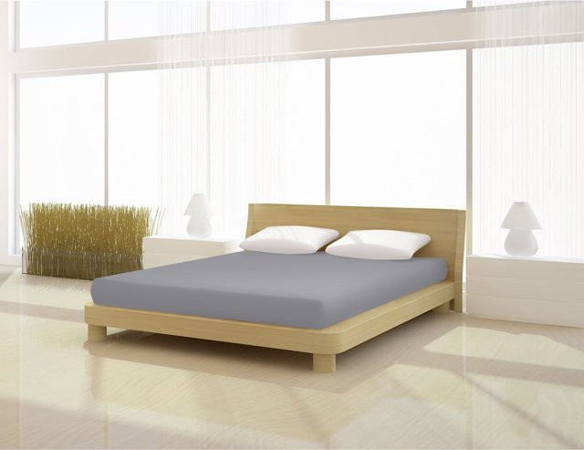 Mr. Sandman Spannbetttuch de luxe aus Elastan in Grau, B: 140-160 cm, L: 200-220 cm - Bild 1