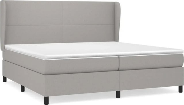 vidaXL Boxspringbett mit Matratze Hybrid-Design in Hellgrau, B/T/H: 200 x 200 x 128 cm - Bild 1