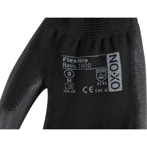 OX-ON Handschuh Flexible Basic 1000 in Schwarz mit PU-Beschichtung nach EN 388 - Bild 3
