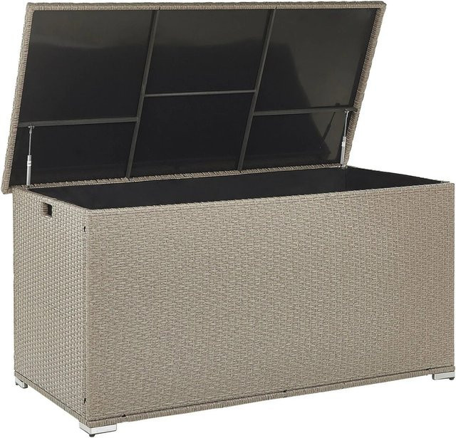 Beliani Truhe MODENA in Taupe im Boho-Stil aus Rattan und Metall, B/T/H: 155 x 75 x 80 cm - Bild 1