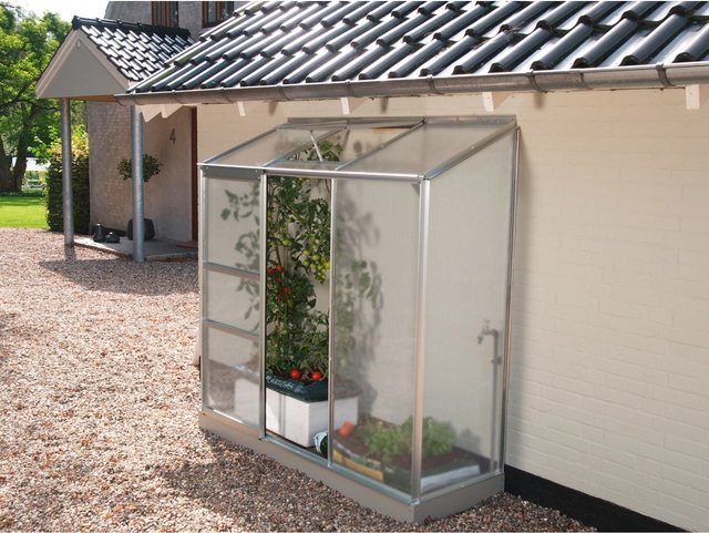 Vitavia Anlehn-Gewächshaus Ida 1300 aus Aluminium Eloxiert mit 1,3 m² Fläche und 4 mm Polycarbonat-Verglasung in Silber - Bild 1