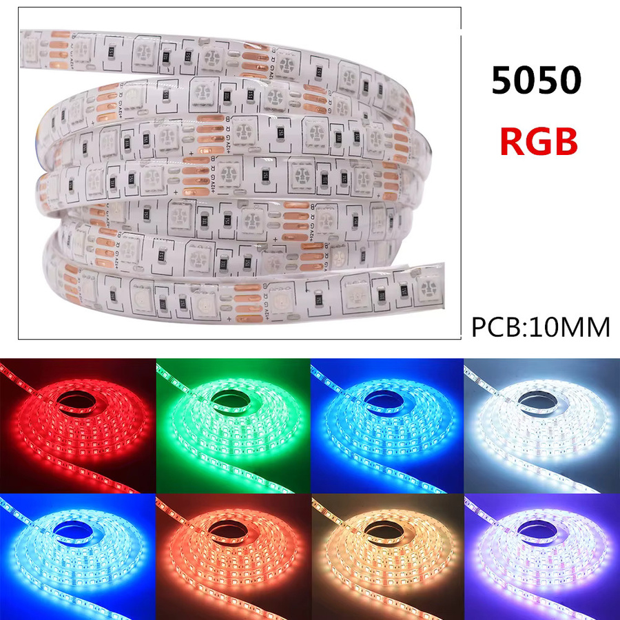 GAHADA RGB LED Streifen DC 12V Multicolour, 5m Länge, 60 LEDs/m, Wasserdichtes flexibles LED Lichtband für deine Indoor Dekoration - Bild 3