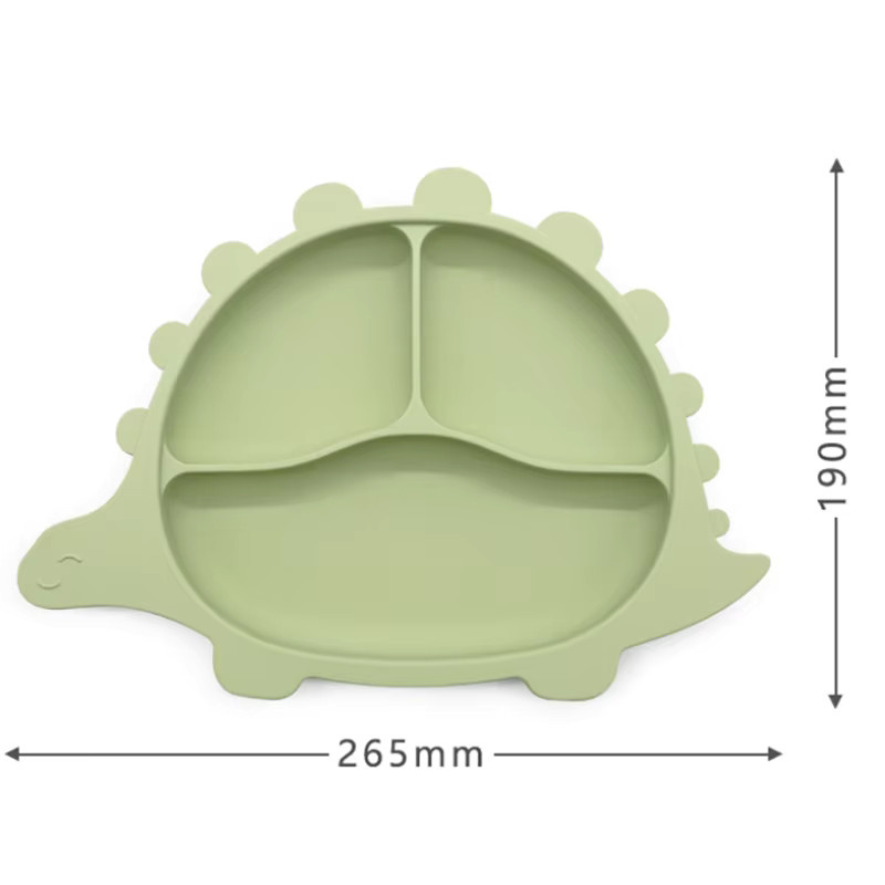 MIGITOS Silikon-Saugnapfteller für Babys mit Unterteilungen in Grün, Dinosaurier-Design für Kleinkinder und Baby-Led-Weaning - Bild 2