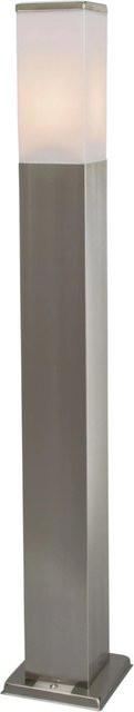 QAZQA Malios Moderne Außen-Pollerleuchte aus Stahl in Silber, Höhe: 80 cm, IP44, E27 - Bild 1