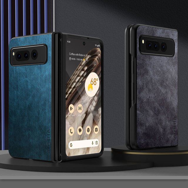 Premium PU Leder Handyhülle für Google Pixel Fold in Blau - Bild 1